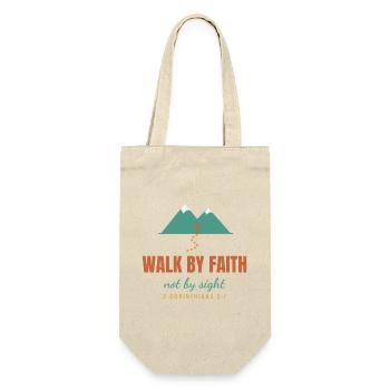 Walk By Faith Not By Sight – 2 Corinthians 5:7 - Geschenkbeutel für Flaschen - Natur - Vorne