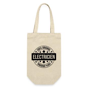 Elektriker / Elektrizität / Arbeit / Job - Geschenkbeutel für Flaschen - Natur - Vorne