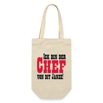 Chef von dit janze - Geschenkbeutel für Flaschen - Natur - Vorne