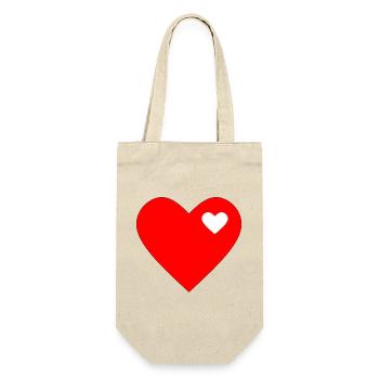 Rotes Herz rot Geschenk - Geschenkbeutel für Flaschen - Natur - Vorne