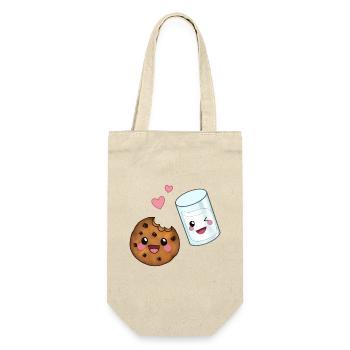 Dreamteam Kawaii Kekse & Milch für Naschkatzen - Geschenkbeutel für Flaschen - Natur - Vorne