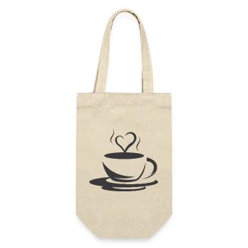 Cafe Coffee Illustration Logo icon Heart Love - Gift Bag for Bottles - nature - Front