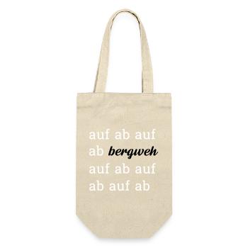 auf ab bergweh. 2 Schriftfarben personalisierbar. - Geschenkbeutel für Flaschen - Natur - Vorne