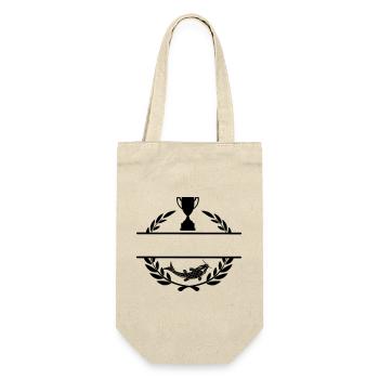 Fish and cup in laurel wreath with blank text bar - Gift Bag for Bottles - nature - Front