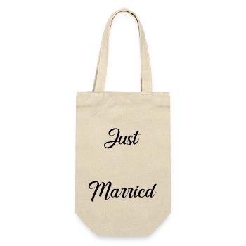 GERADE VERHEIRATET. Junggesellinnenabschied. HEILIGER VALENTIN. LANG LEBE DIE MARIES - Geschenkbeutel für Flaschen - Natur - Vorne