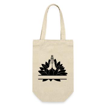 text bar namaste two hands from lotus - Gift Bag for Bottles - nature - Front