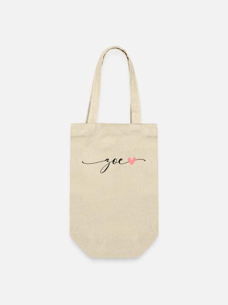 Zoe Name Vorname Kalligrafie Schrift - Geschenkbeutel für Flaschen - Natur