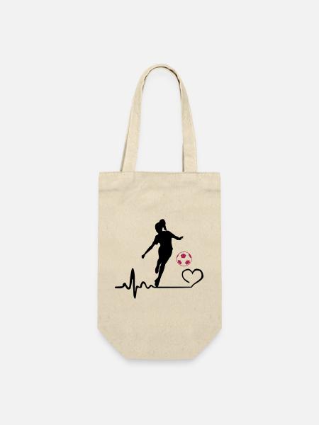 Fußballerin Herzschlag - Geschenkbeutel für Flaschen - Natur