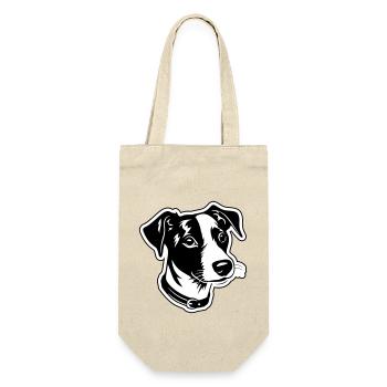 Jack Russel Terrier Hund Kopf - Geschenkbeutel für Flaschen - Natur - Vorne