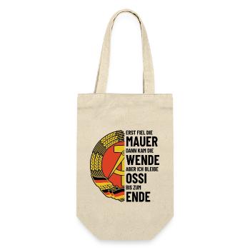 Ossi bis zum Ende - DDR Spruch - Geschenkbeutel für Flaschen - Natur - Vorne