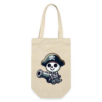 Piratenschädel - Skelett Schatz - Geschenkbeutel für Flaschen - Natur - Vorne