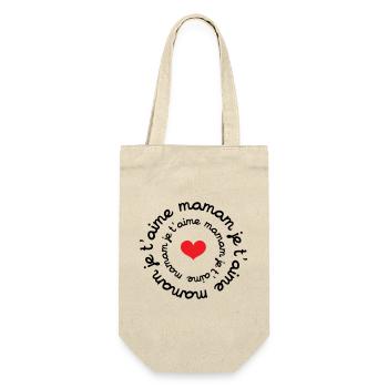 Je t'aime maman / fête des mères - Sac à bouteille - nature - Devant