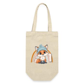 1. Geburtstag Fuchs Regenbogen Süß Niedlich - Geschenkbeutel für Flaschen - Natur - Vorne