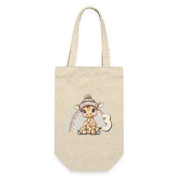 3. Geburtstag Giraffe Regenbogen Süß Niedlich - Geschenkbeutel für Flaschen - Natur - Vorne
