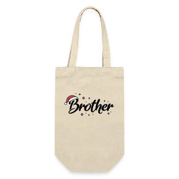Santa Hat Brother Brother - Gift Bag for Bottles - nature - Front