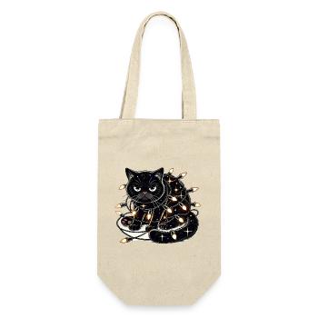 Grumpy Christmas Cat. Meow but please without tinsel - Gift Bag for Bottles - nature - Front