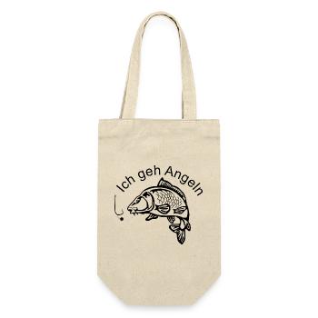 Elegante Karpfensilhouette - Geschenkbeutel für Flaschen - Natur - Vorne