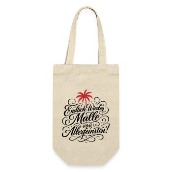 Endlich Malle Spruch Urlaub - Geschenkbeutel für Flaschen - Natur - Vorne