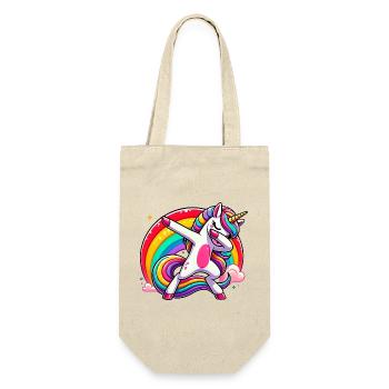Dab Einhorn Dabbing Einhörner Unicorn Mädchen - Geschenkbeutel für Flaschen - Natur - Vorne