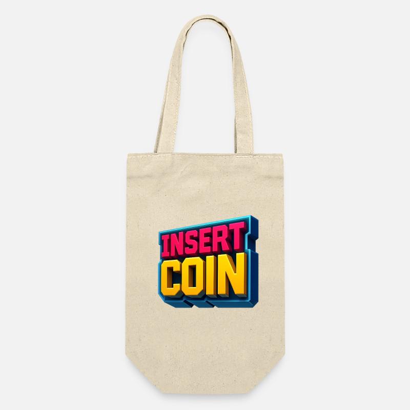 Neon Retro Gaming Design - Geschenkbeutel für Flaschen - Natur