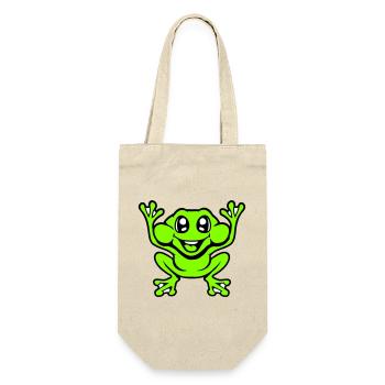 grenouille crapaud rire drôle saut heureux bande dessinée - Sac à bouteille - nature - Devant