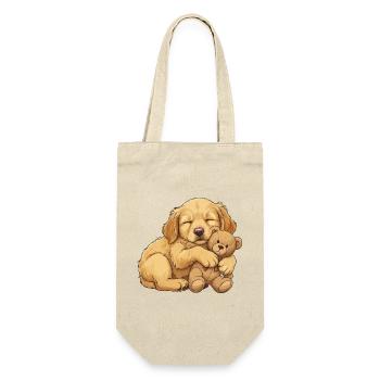 Chiot Golden Retriever avec ours en peluche - Sac à bouteille - nature - Devant