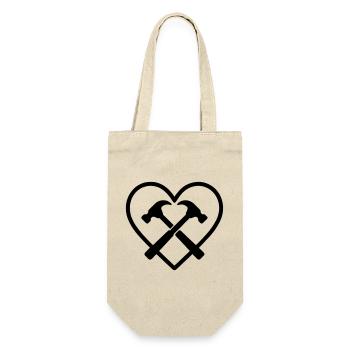 Marteaux Croisés Cœur Bricoleur Artisan Outils - Sac à bouteille - nature - Devant