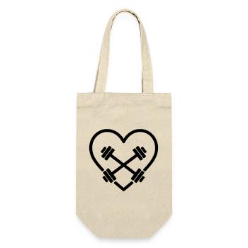 Gewichtheben Herz Fitness Gym Kraft - Geschenkbeutel für Flaschen - Natur - Vorne