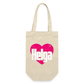 I Love Helga Pinkes Herz Ich liebe Helga - Geschenkbeutel für Flaschen - Natur - Vorne