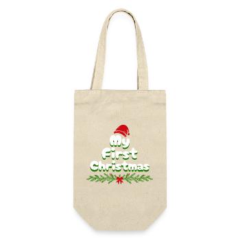 Mein Erstes Weihnachten My first Christmas - Geschenkbeutel für Flaschen - Natur - Vorne