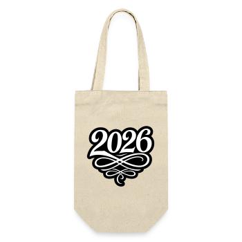 2026 Jahr - Geschenkbeutel für Flaschen - Natur - Vorne