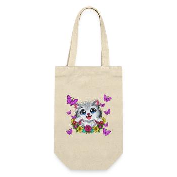 Cat kiss in a floral wreath - Gift Bag for Bottles - nature - Front
