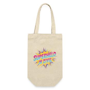 Superheld In Zivil Superhero Superhelden Kostüm - Geschenkbeutel für Flaschen - Natur - Vorne