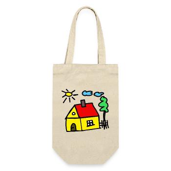 Haus Hütte Traumhaus Bauherren - Geschenkbeutel für Flaschen - Natur - Vorne