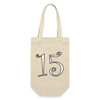 15. 15 ANS. 15e ANNIVERSAIRE. ANNIVERSAIRE 15 ANS. - Sac à bouteille - nature - Devant