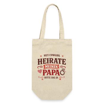 Hey Cow girl heirate meinen Papa Western Antrag - Geschenkbeutel für Flaschen - Natur - Vorne