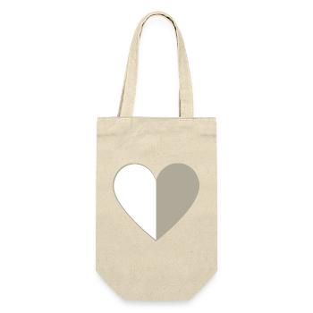 Half Heart Greige | Minimal Design - Gift Bag for Bottles - nature - Front
