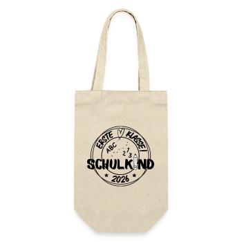 Schulkind 2026 - Geschenkbeutel für Flaschen - Natur - Vorne