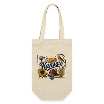 Autocollant de voyage vintage Kansas Sunflower State - Sac à bouteille - nature - Devant