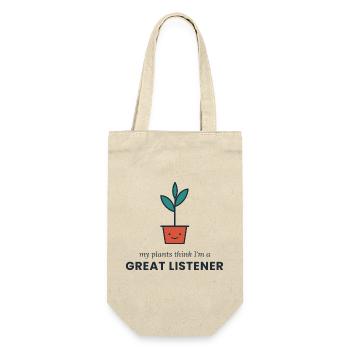 Meine Pflanzen denken, ich bin ein großartiger Zuhörer - Geschenkbeutel für Flaschen - Natur - Vorne