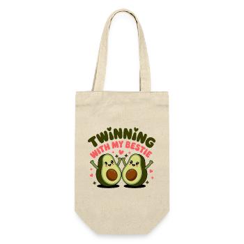 Partnerschaft mit meinem besten Freund – süßes Avocado-Design - Geschenkbeutel für Flaschen - Natur - Vorne