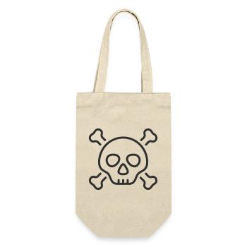 Totenkopf-und-Knochen-Linien-Symbol - Geschenkbeutel für Flaschen - Natur - Vorne