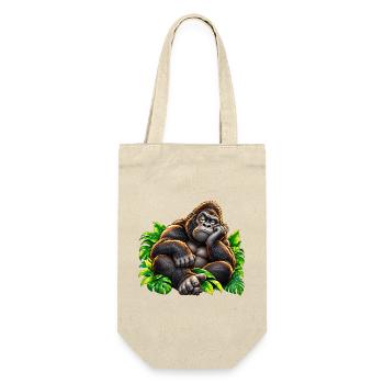 Loungegorilla im Dschungel - Geschenkbeutel für Flaschen - Natur - Vorne