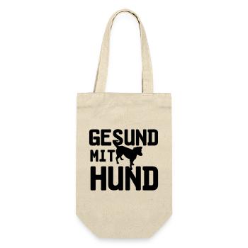 Gesund mit Hund, Hunde, Tier, Medizin, Geschenk - Geschenkbeutel für Flaschen - Natur - Vorne