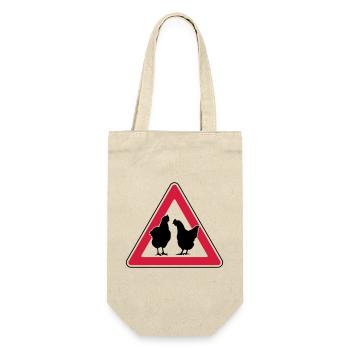 Chicken evening chicken attention free-range hens - Gift Bag for Bottles - nature - Front