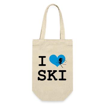 I Love Ski - Geschenkbeutel für Flaschen - Natur - Vorne