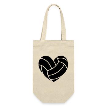 Volleyball Herz - Geschenkbeutel für Flaschen - Natur - Vorne