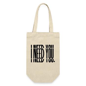 I need you. PRINT - Geschenkbeutel für Flaschen - Natur - Vorne