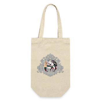 Cute fluffy Christmas polar bear with gift. - Gift Bag for Bottles - nature - Front