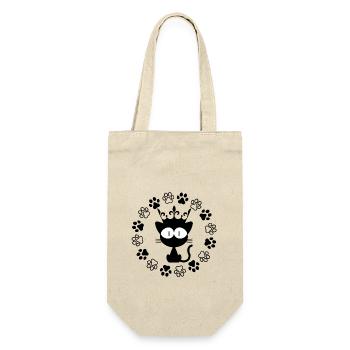 Katze 2 - Geschenkbeutel für Flaschen - Natur - Vorne